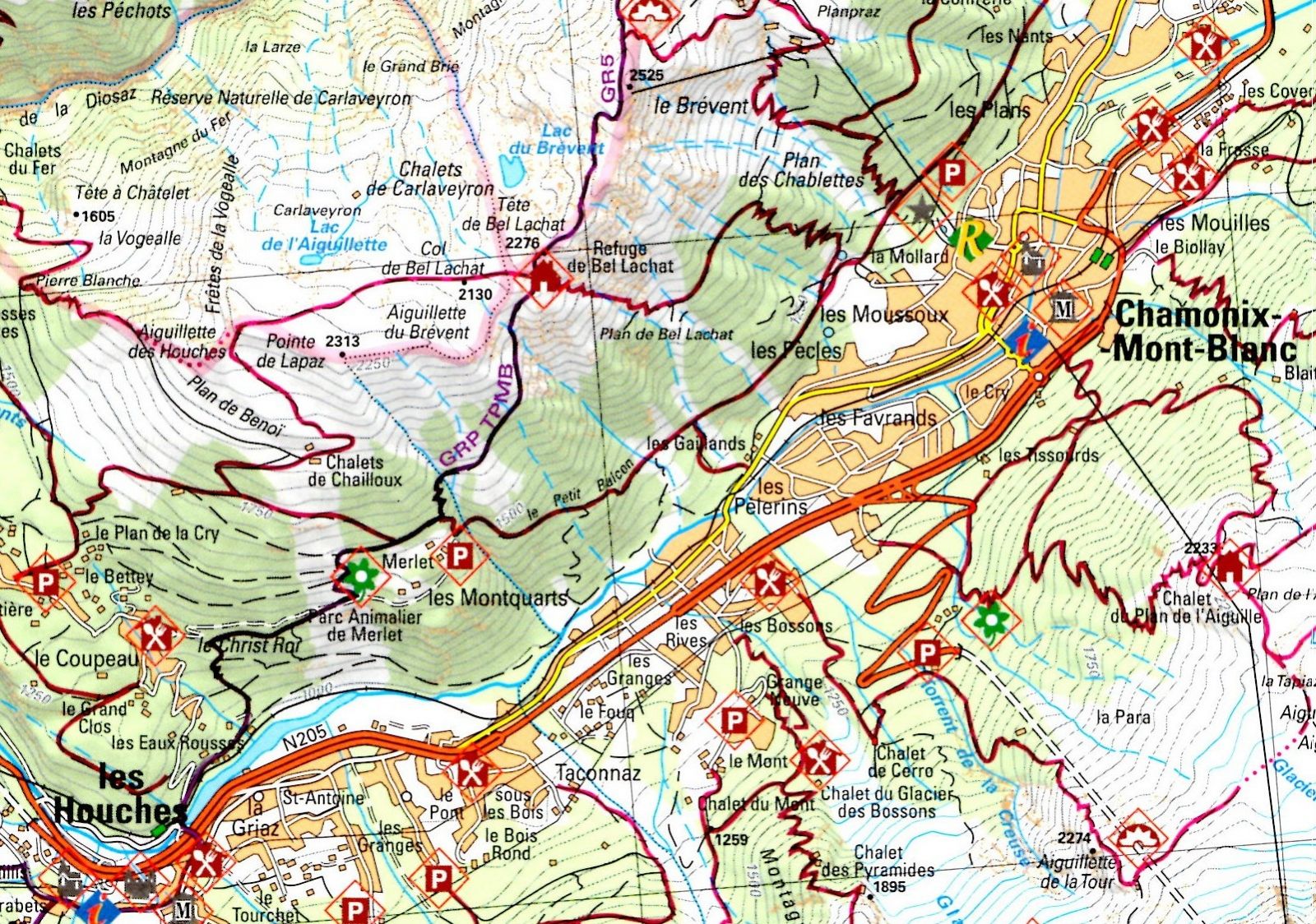 Carte sentiers de randonnée autour de Merlet