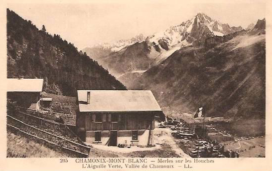 1940 vieille carte postale de merlet derrière jardin